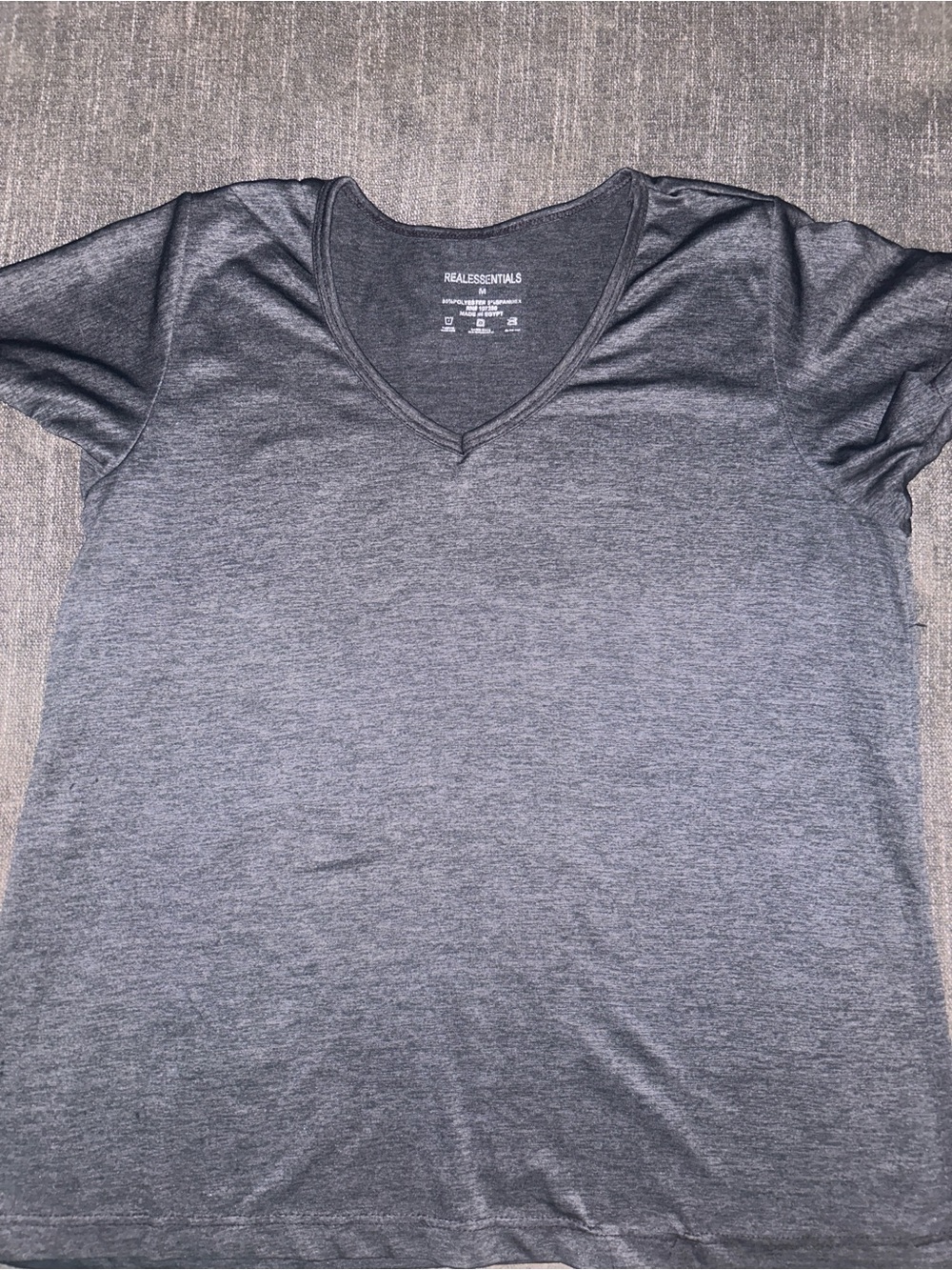 Real Essentials Charcoal Gray V-Neck Active Tee Size Medium
